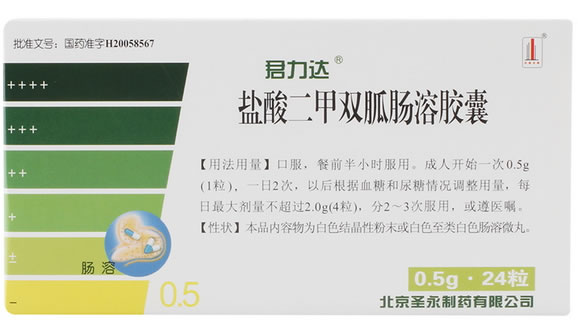 君力达盐酸二甲双胍肠溶胶囊招商代理 24粒 圣永制药