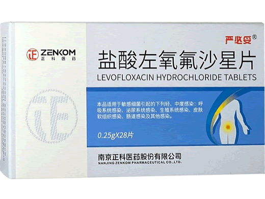盐酸左氧氟沙星片招商代理 0.25g*28片 南京正科