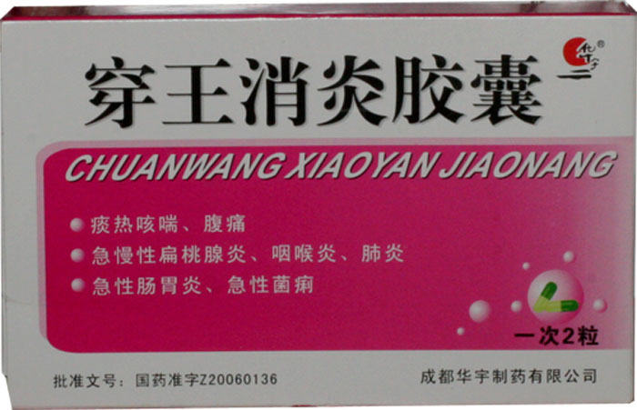 穿王消炎胶囊招商代理 :穿王消炎胶囊 0.39g*12粒 成都华宇制药