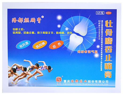 陪都麒麟膏壮骨麝香止痛膏招商代理 壮骨麝香止痛膏 6贴装