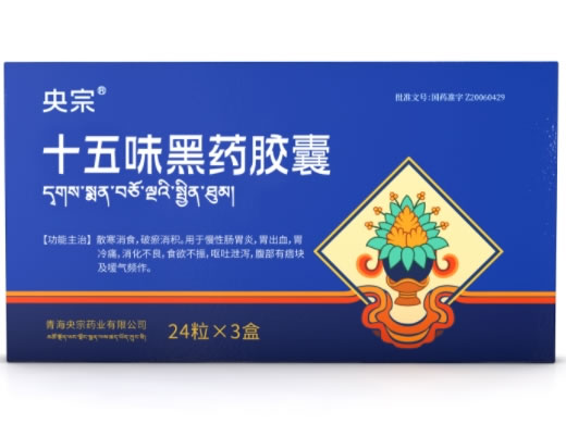 央宗十五味黑药胶囊招商代理 24粒*3盒