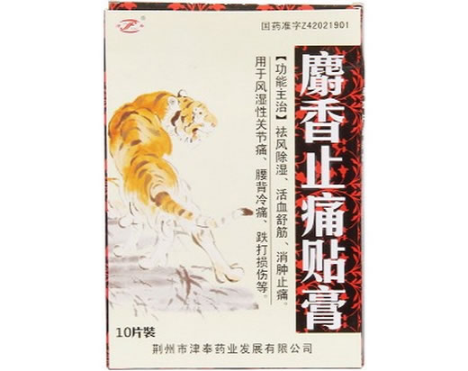 麝香止痛贴膏招商代理 :麝香止痛贴膏 7cm*10cm*10贴 荆州市津奉药业