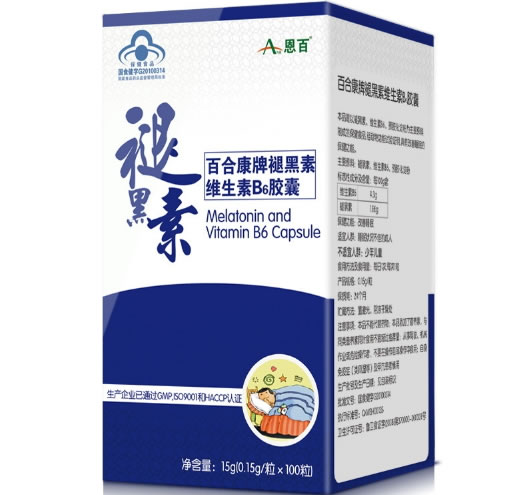 恩百百合康牌褪黑素维生素B6胶囊招商代理 100粒
