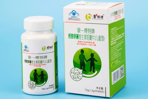 康一博特牌钙铁锌硒维生素咀嚼片(4-10岁)