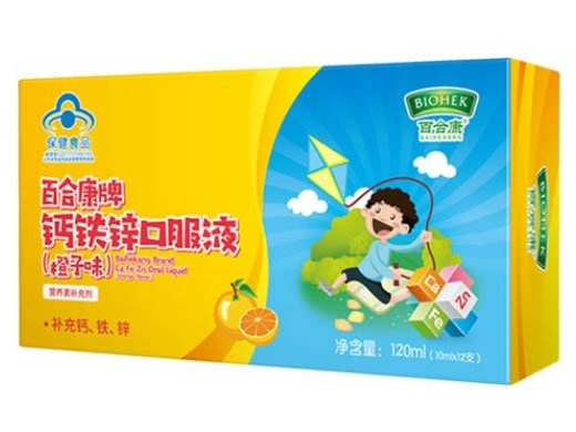 百合康百合康牌钙铁锌口服液(橙子味)招商代理 12支 橙子味