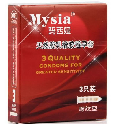 玛西娅避孕套 螺纹型天然胶乳橡胶避孕套招商代理 3只
