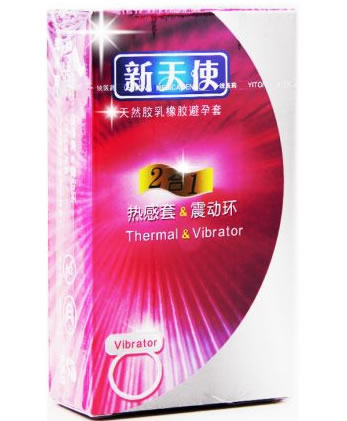 新天使新天使热感套&amp;震动环天然胶乳橡胶避孕套招商代理 2只+震动环