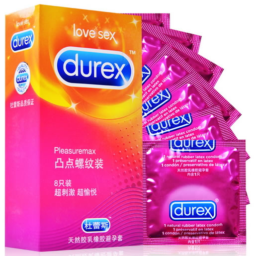 杜蕾斯天然胶乳橡胶避孕套招商代理 凸点螺纹装 8只装