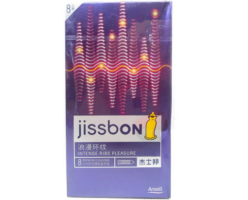 杰士邦天然胶乳橡胶避孕套招商代理 8只 浪漫环纹