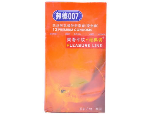 邦德007天然胶乳橡胶避孕套招商代理 12只装 爽滑平纹 经典装
