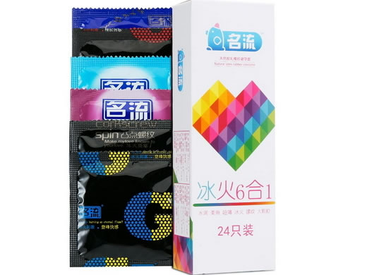 名流天然胶乳橡胶避孕套招商代理 冰火6合1套装 24只