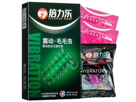 倍力乐振动毛毛虫避孕套天然胶乳橡胶避孕套招商代理 2只 桂林恒保健康用品