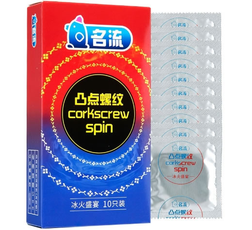 名流天然胶乳橡胶避孕套招商代理 spin凸点螺纹 冰火盛宴 10只 上海名邦