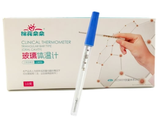 棉花朵朵玻璃体温计招商代理 10支 三角型棒式