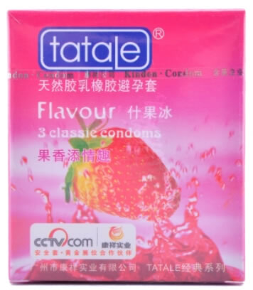 TATALE什果冰颗粒型天然胶乳橡胶避孕套招商代理 颗粒型 3只 广东汇通