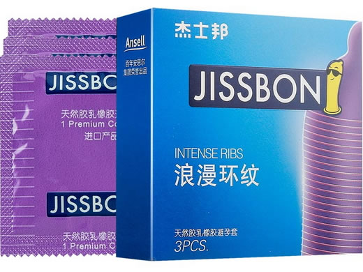 杰士邦天然胶乳橡胶避孕套Natural rubber latex condom招商代理 3只 浪漫环纹