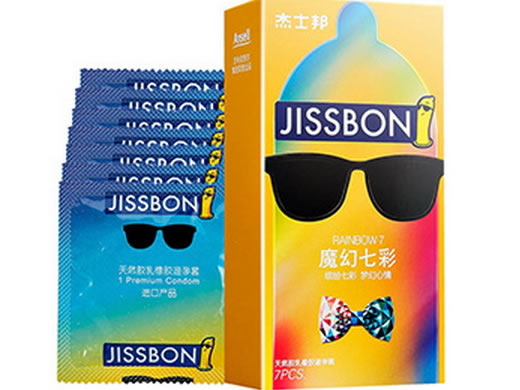杰士邦天然胶乳橡胶避孕套招商代理 7只 缤纷七彩