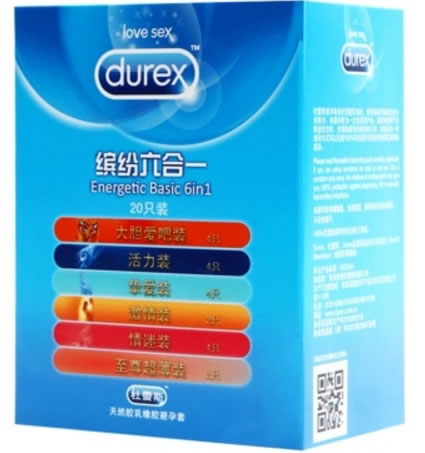 杜蕾斯天然胶乳橡胶避孕套招商代理 缤纷六合一 20只装